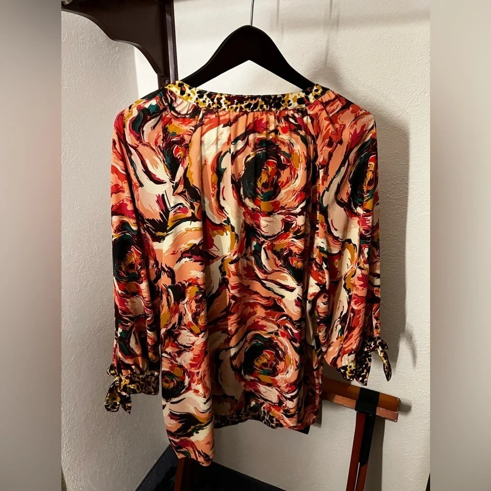 NWOT Anthropologie Fig & Flower Top Blouse Woman Plus 3X Floral/Animal Print - Picture 3 of 9